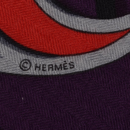 Hermes Cashmere Silk Carre En Boucles Shawl 140 Violet Corail Gris 5 of 6