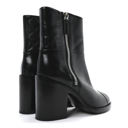 Chanel Calfskin Patent Quilted Cap Toe CC Boots 37 Black 5 of 8