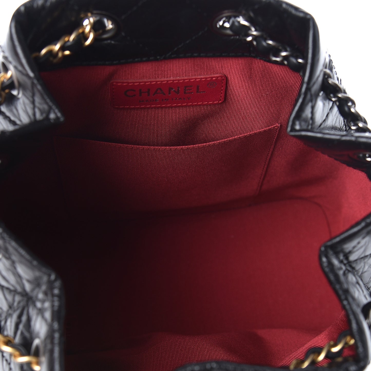 Aged Calfskin Quilted Small Gabrielle Backpack Black