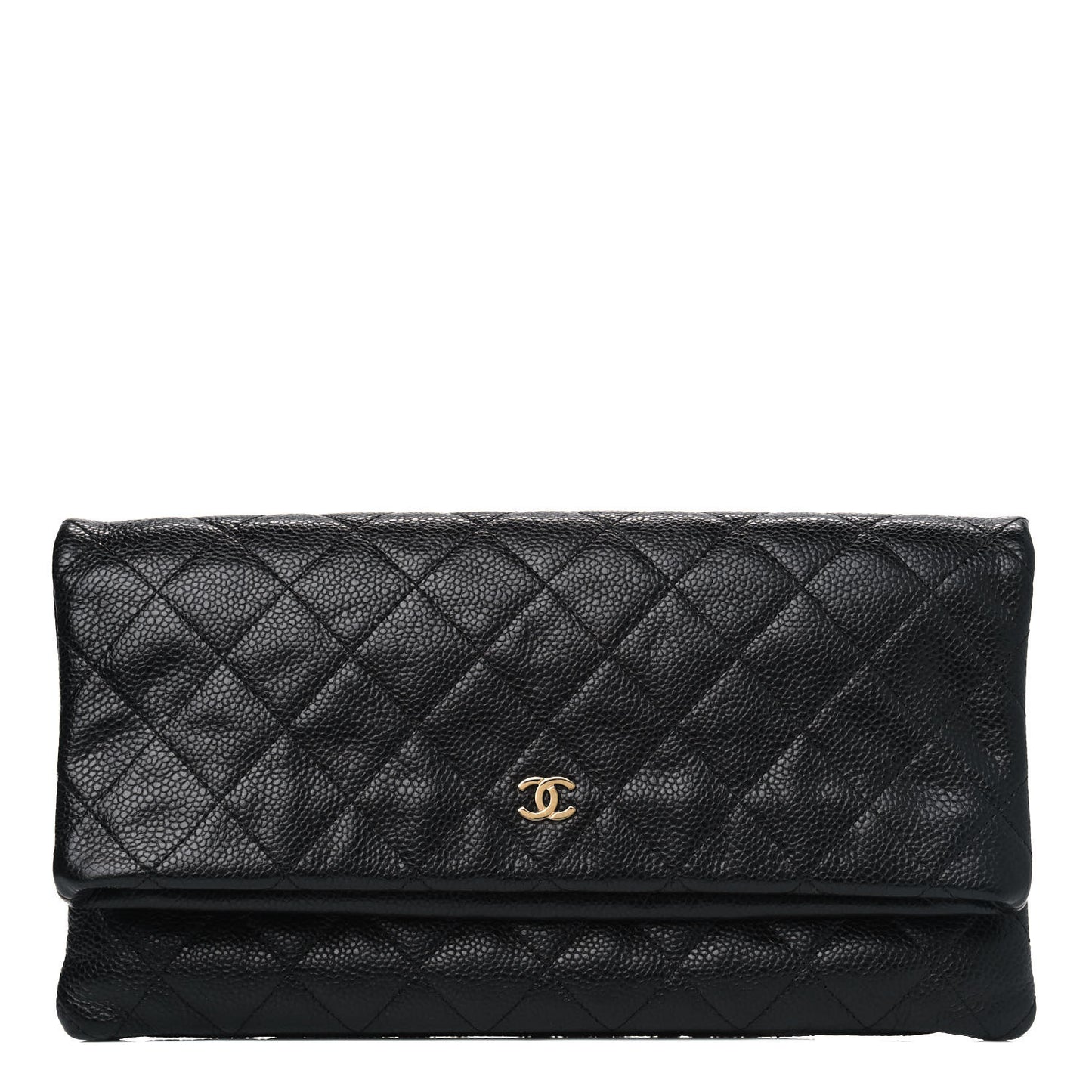 Caviar Quilted CC Beauty Clutch Black