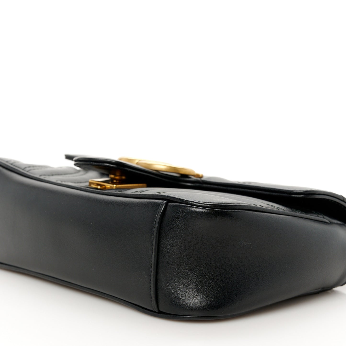 Calfskin Matelasse Mini GG Marmont Shoulder Bag Black