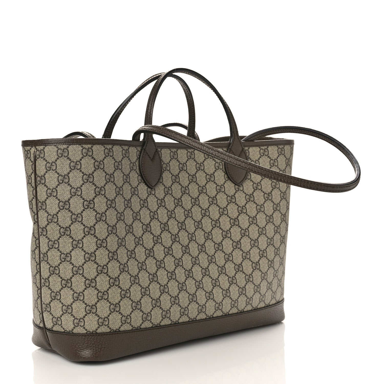 Gucci GG Supreme Monogram Textured Calfskin Medium Ophidia Shoulder Tote Bag Beige Ebony New Acero 3 of 9