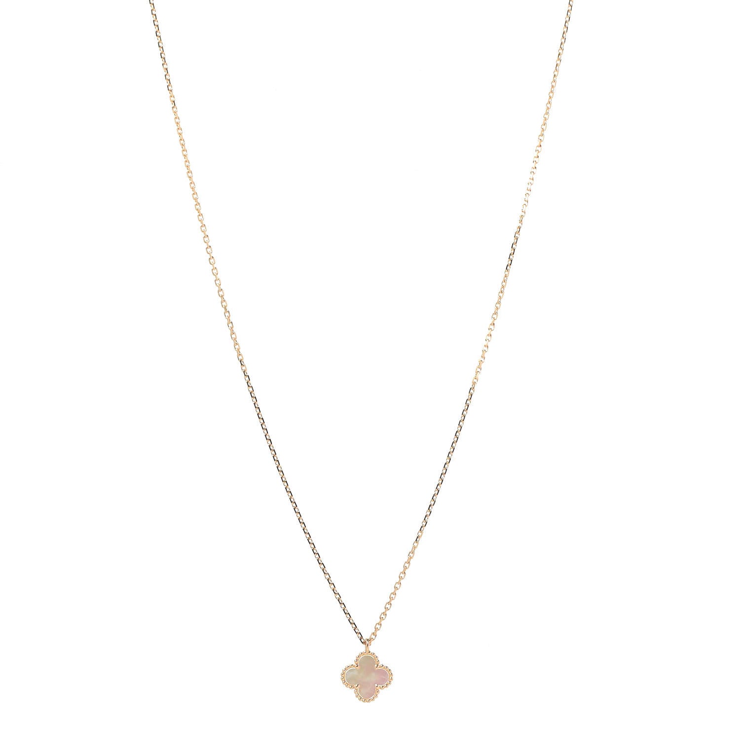 Van Cleef & Arpels 18K Yellow Gold Mother of Pearl Sweet Alhambra Pendant Necklace 1 of 7
