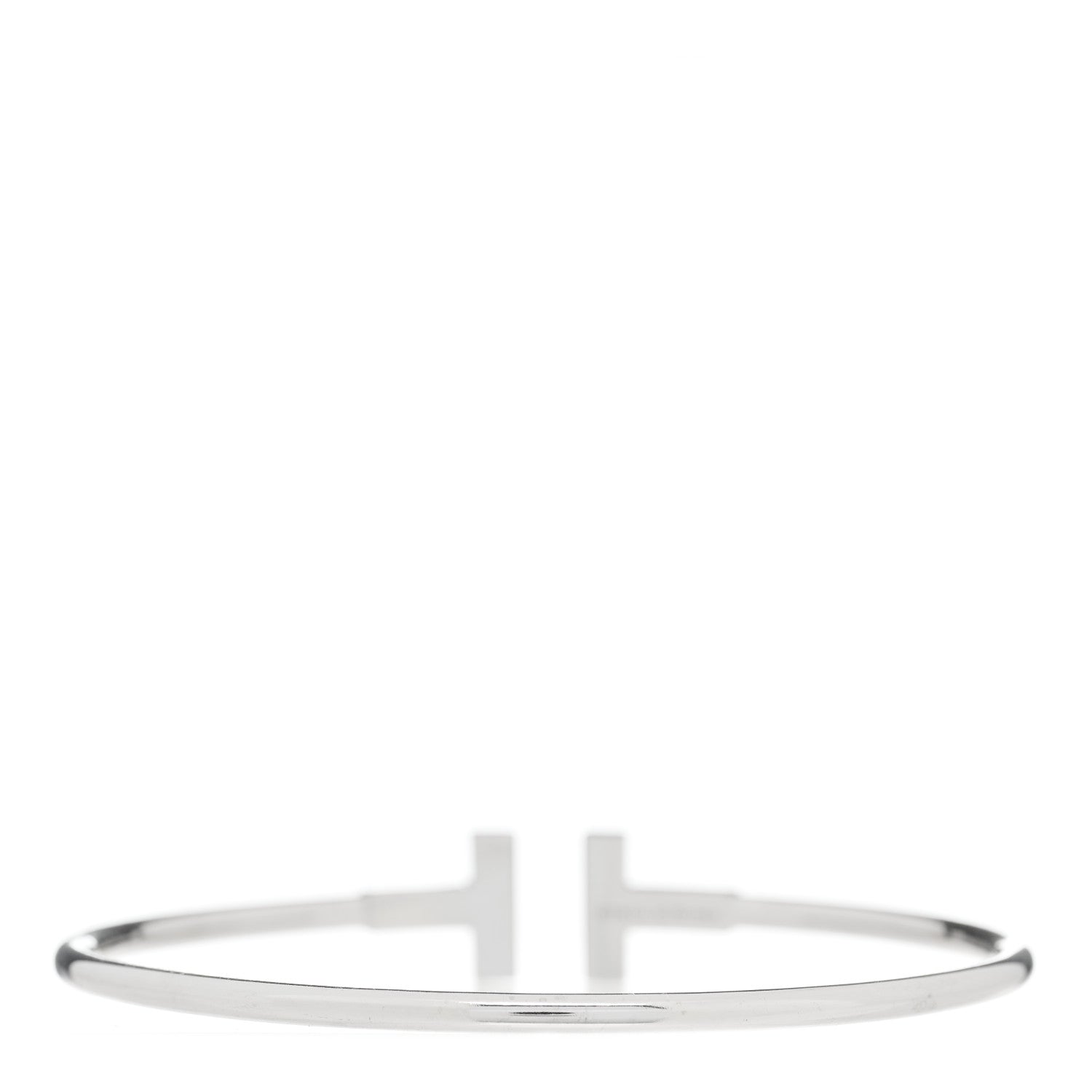 Tiffany 18K White Gold Diamond T Wire Bracelet 2 of 3