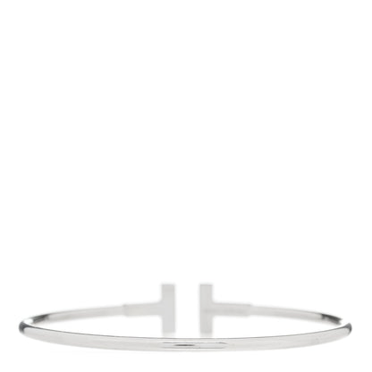 Tiffany 18K White Gold Diamond T Wire Bracelet 2 of 3