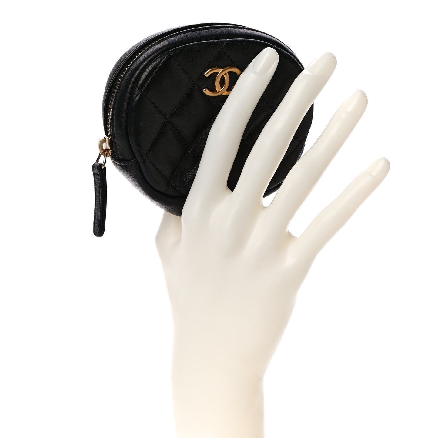 Lambskin Quilted Zip Around Classic Coin Purse Black