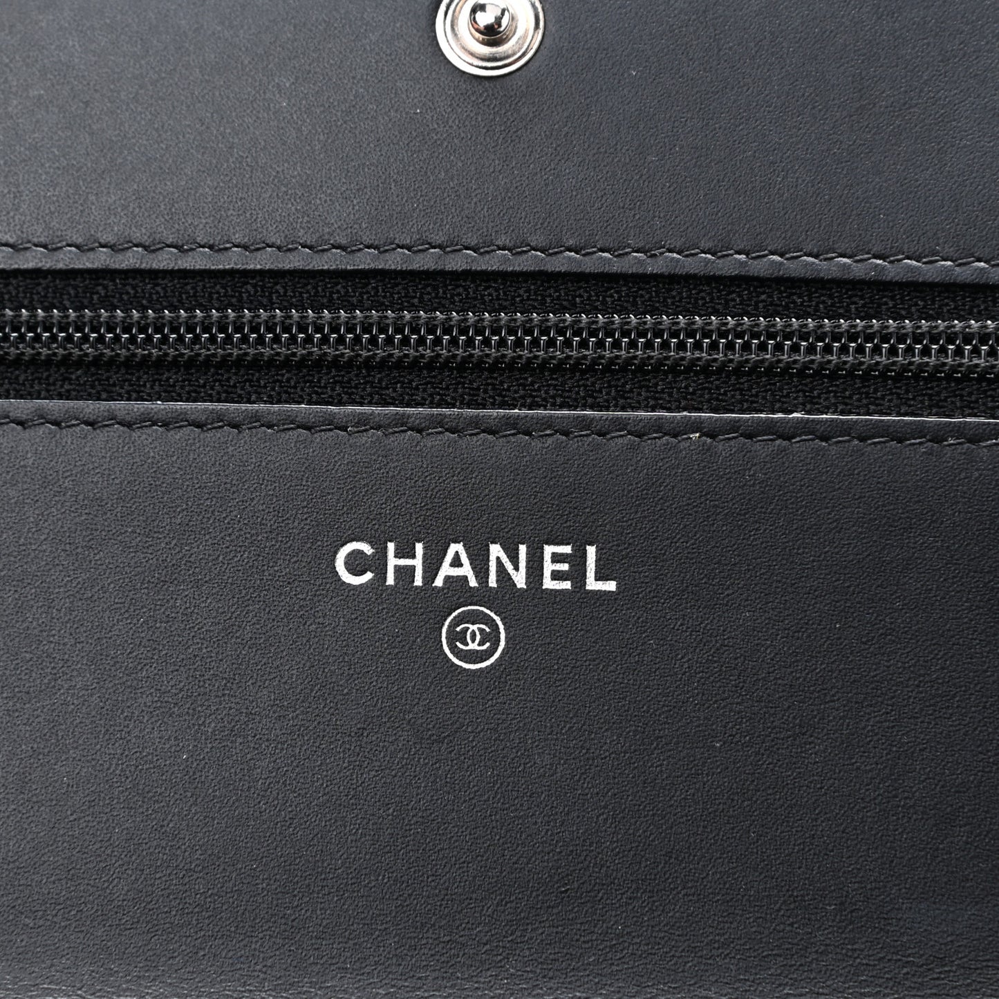 Patent Calfskin Quilted Boy Wallet On Chain WOC Black