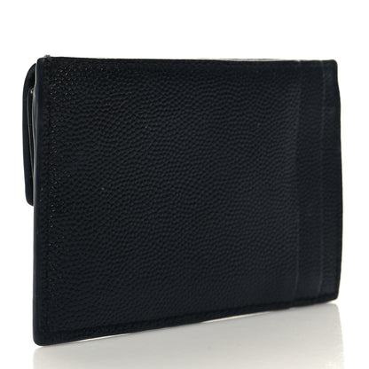 Saint Laurent Grain De Poudre Uptown Monogram Card Case Black 3 of 9