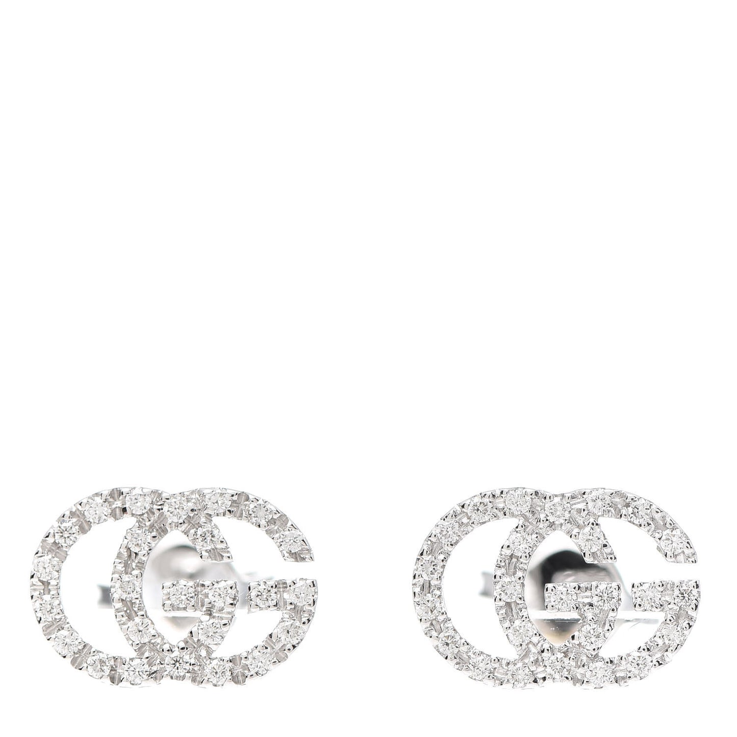 18K White Gold Diamond Running G Earrings