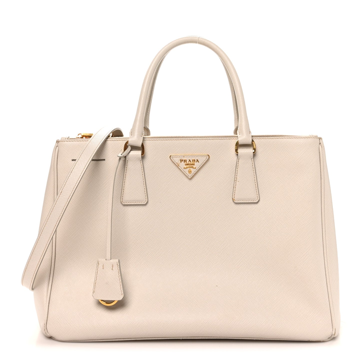 Saffiano Lux Medium Galleria Double Zip Tote Talco