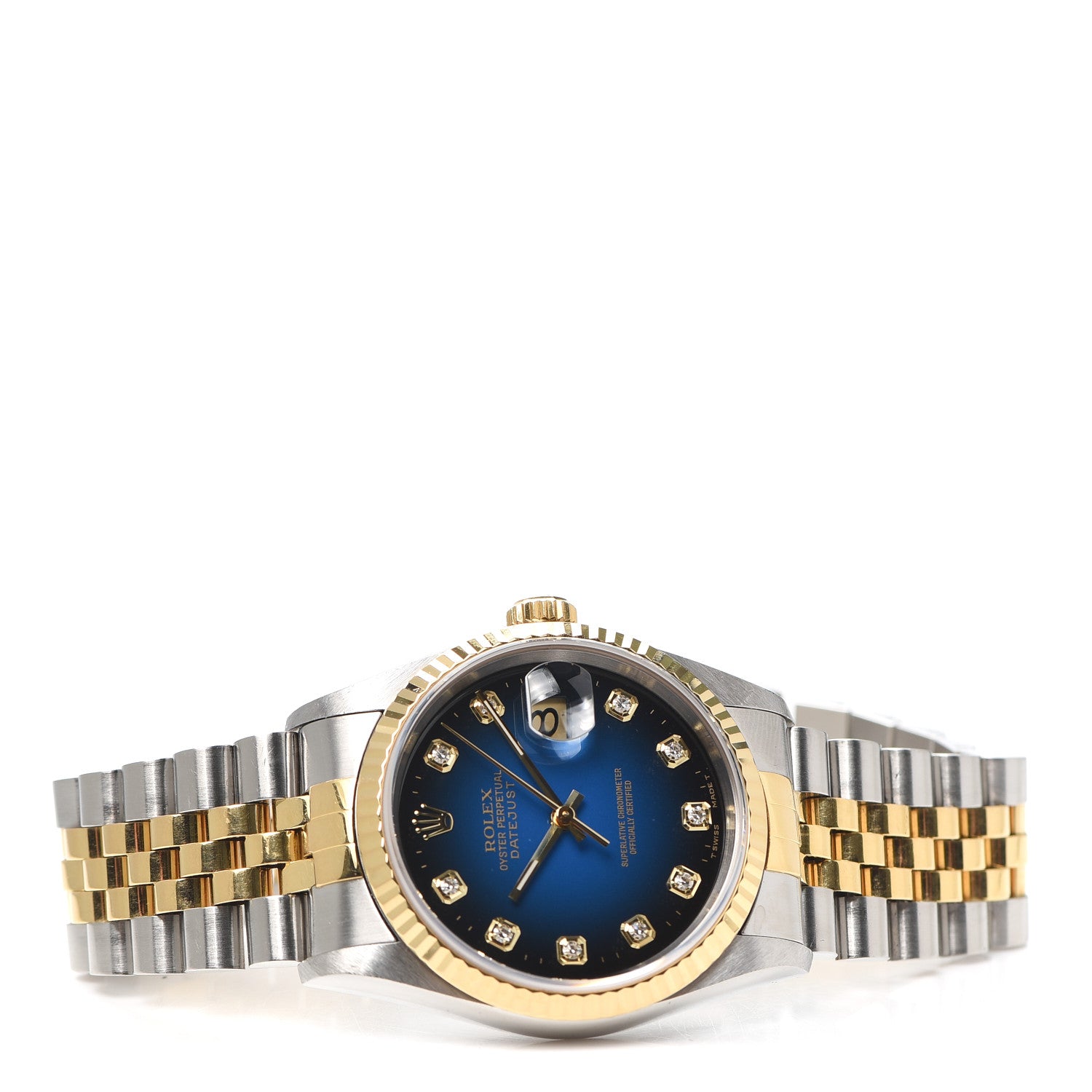 Rolex Stainless Steel 18K Yellow Gold Diamond 36mm Oyster Perpetual Datejust Watch Blue 16233 2 of 5