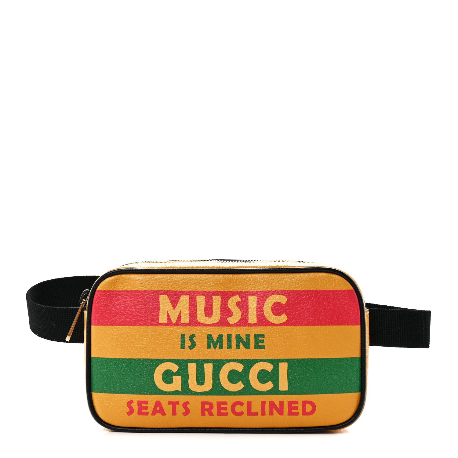 Gucci Textured Dollar Calfskin Music is Mine Belt Bag 90 36 Crop Multicolor Black 1 of 12