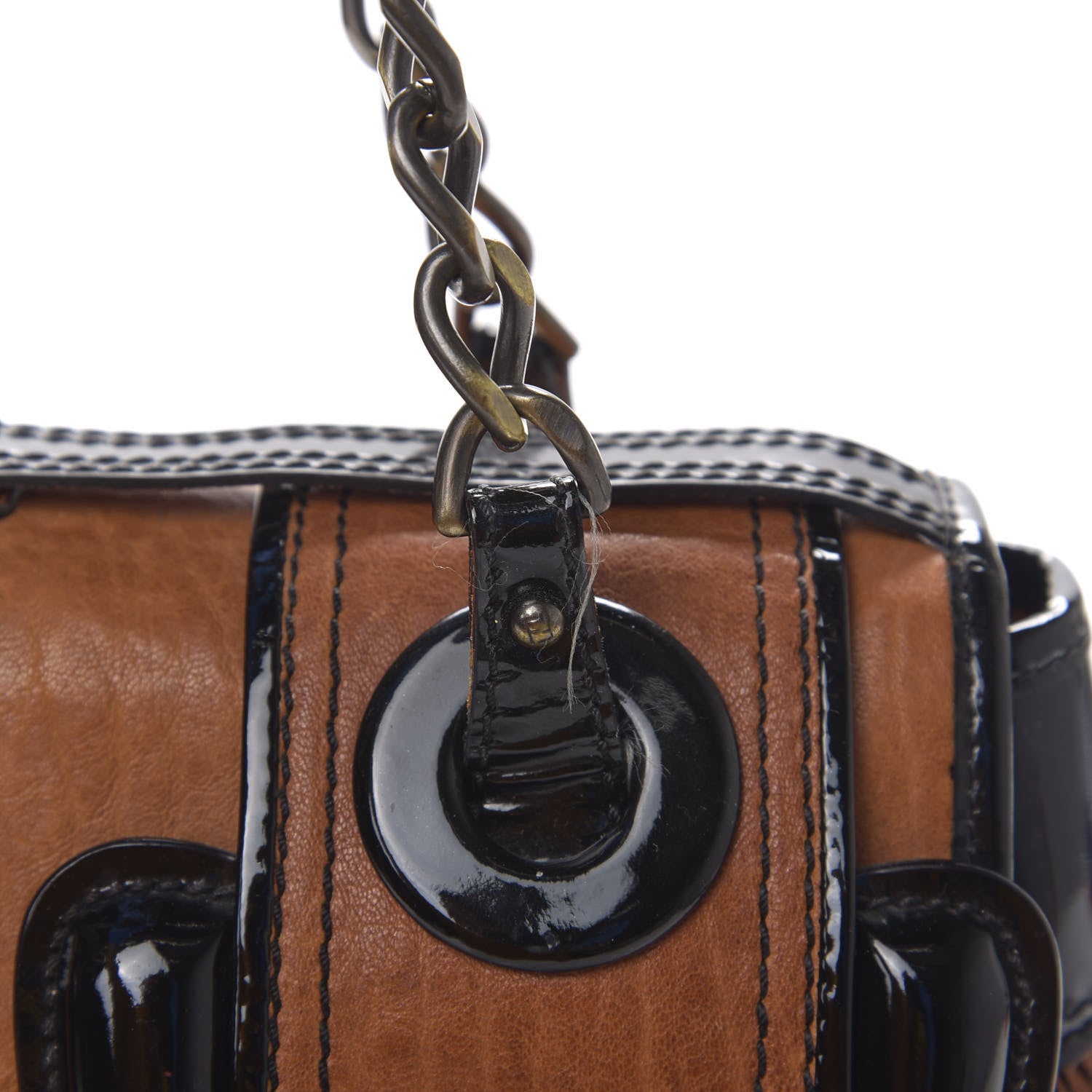 Fendi Nappa Patent B Bag Osso Black 10 of 12