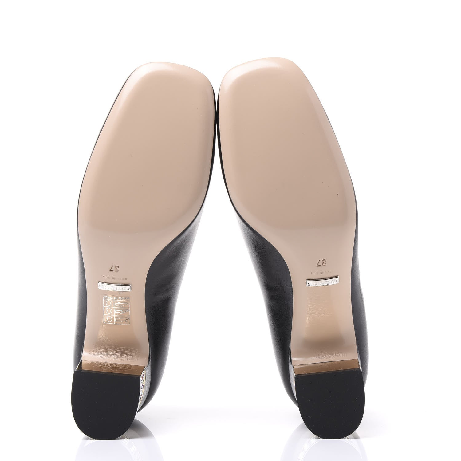 Gucci Malaga Kid Crystal Square G Madelyn Mid Heel Loafer Pumps 37 Black 5 of 9