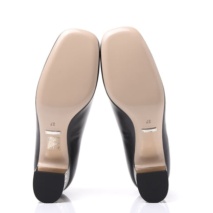 Gucci Malaga Kid Crystal Square G Madelyn Mid Heel Loafer Pumps 37 Black 5 of 9
