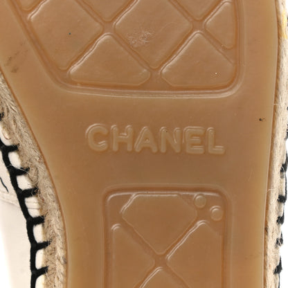 Chanel Lambskin Stitched CC Espadrilles 38 White Black 7 of 9