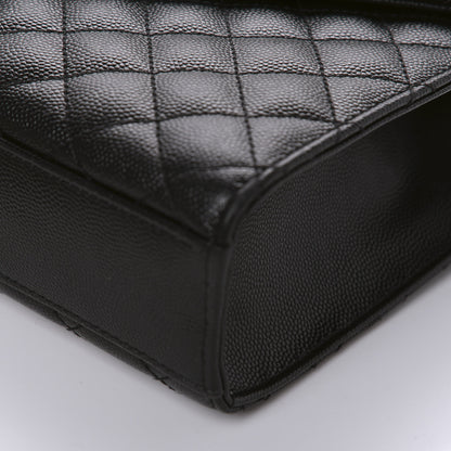 Saint Laurent Grain De Poudre Textured Mixed Matelasse Triquilt Medium Monogram Satchel Black 7 of 10