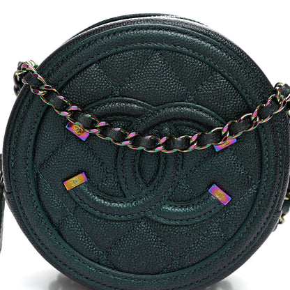 Chanel Iridescent Caviar Quilted Round Filigree Crossbody Dark Turquoise 8 of 11