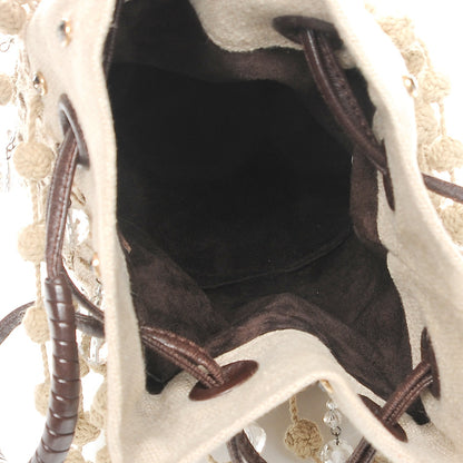 Bottega Veneta Canvas Intrecciato Crystal Drawstring Mini Bucket Brown 5 of 11