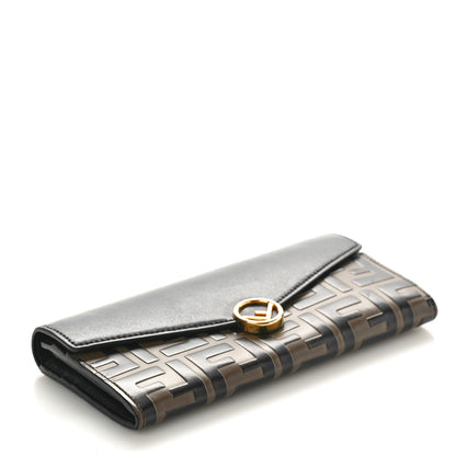 Fendi Vitello Cruise F is Fendi Bi-Color FF 1974 Embossed Continental Envelope Wallet Maya Black 4 of 8