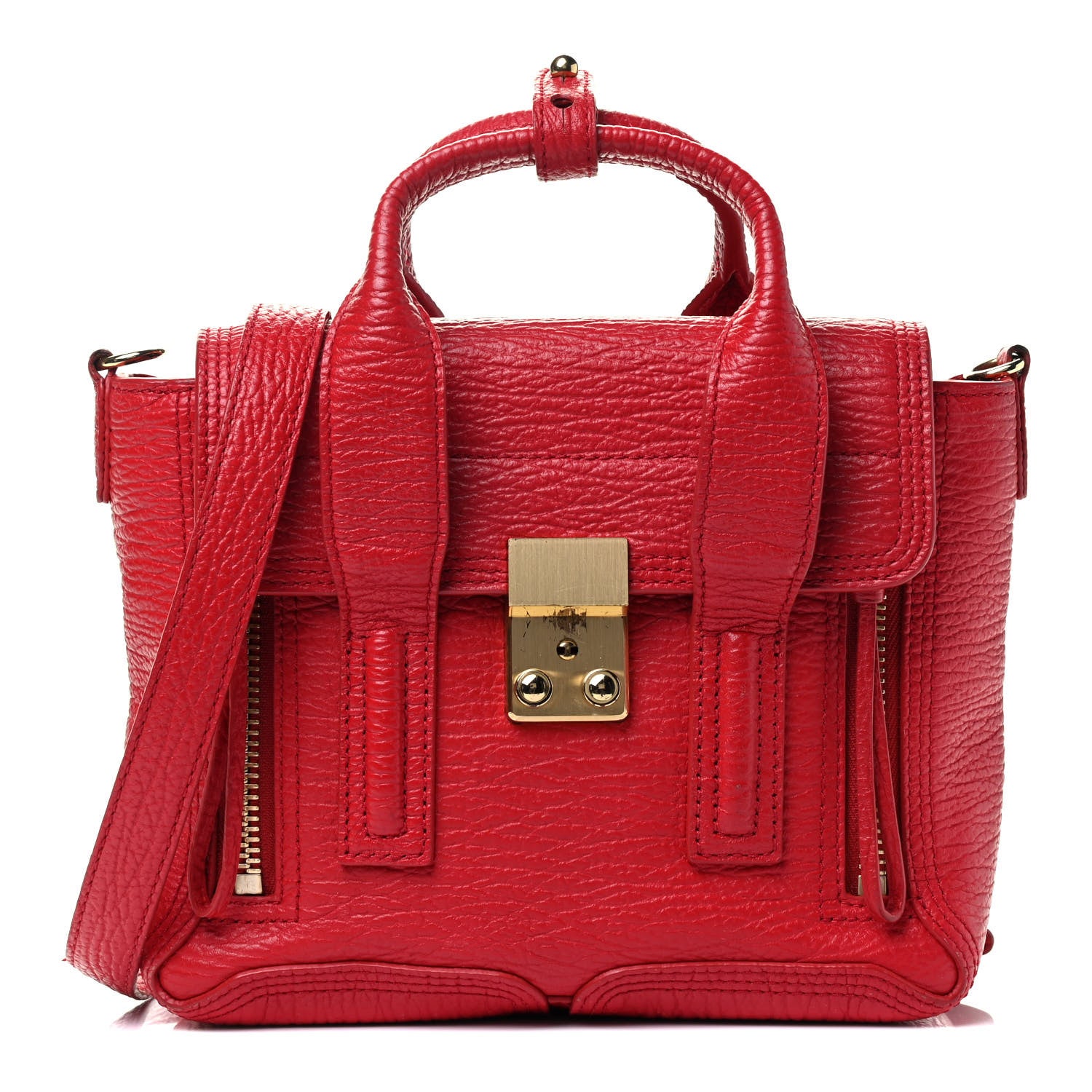 3.1 Phillip Lim Textured Calfskin Mini Pashli Satchel Red 1 of 5
