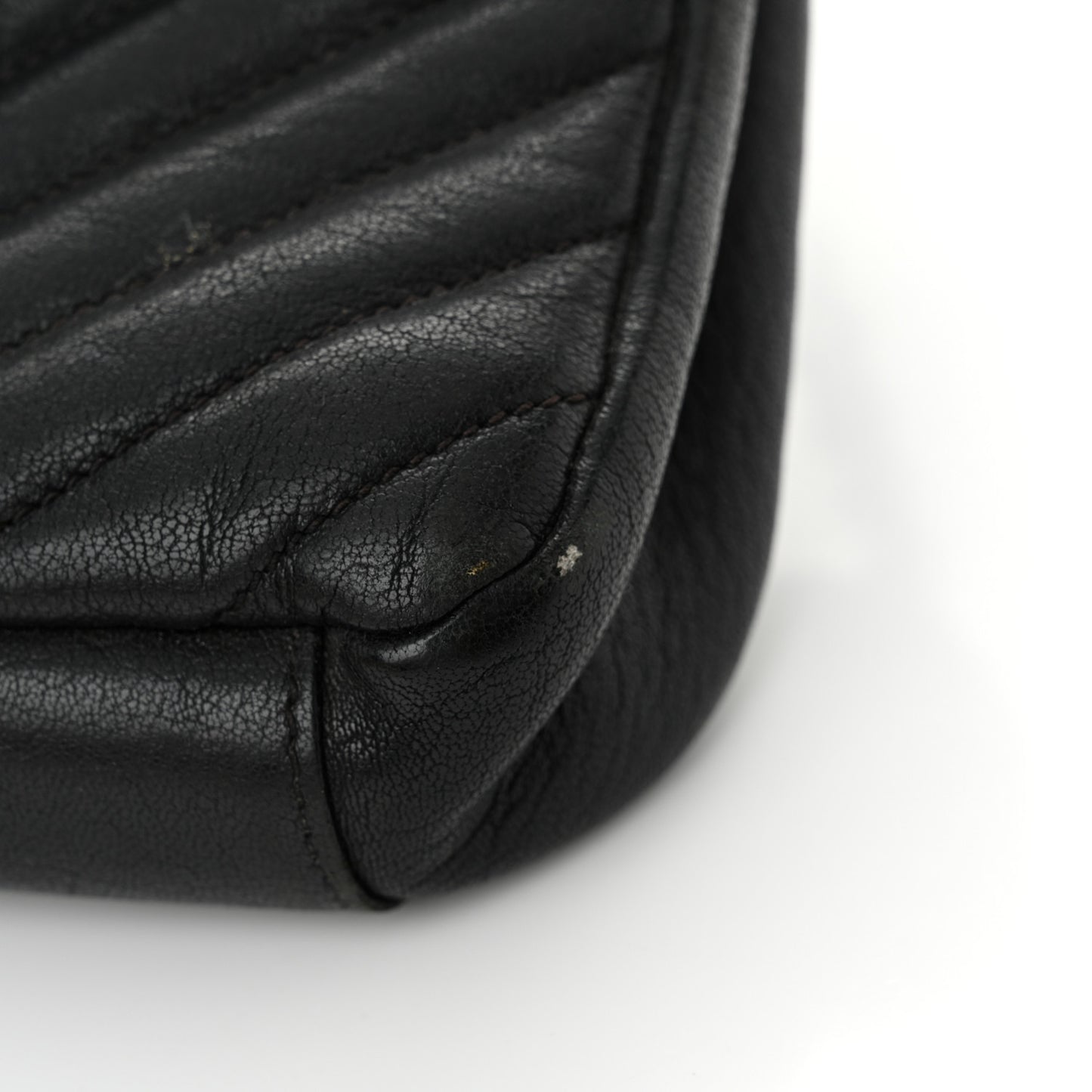 Sheepskin Matelasse Chevron Monogram Medium College Bag Black