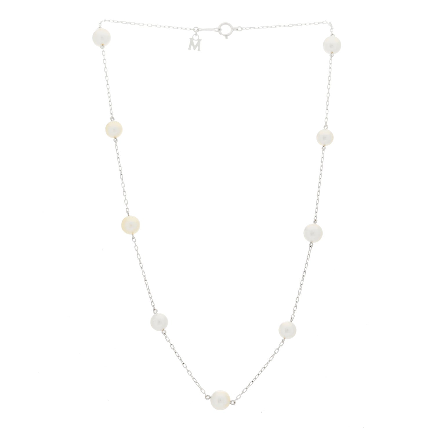 Mikimoto 18K White Gold Akoya Pearl 6-7mm Station Necklace 3 of 5