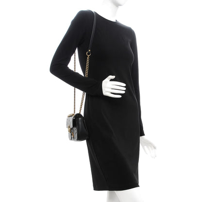 Gucci Calfskin Matelasse Mini GG Marmont Shoulder Bag Black 2 of 8