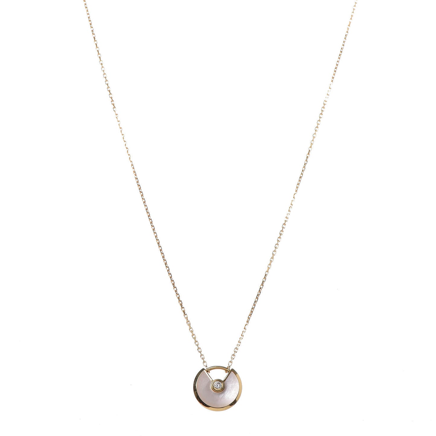 18K Yellow Gold Diamond Mother of Pearl XS Amulette de Cartier Pendant Necklace