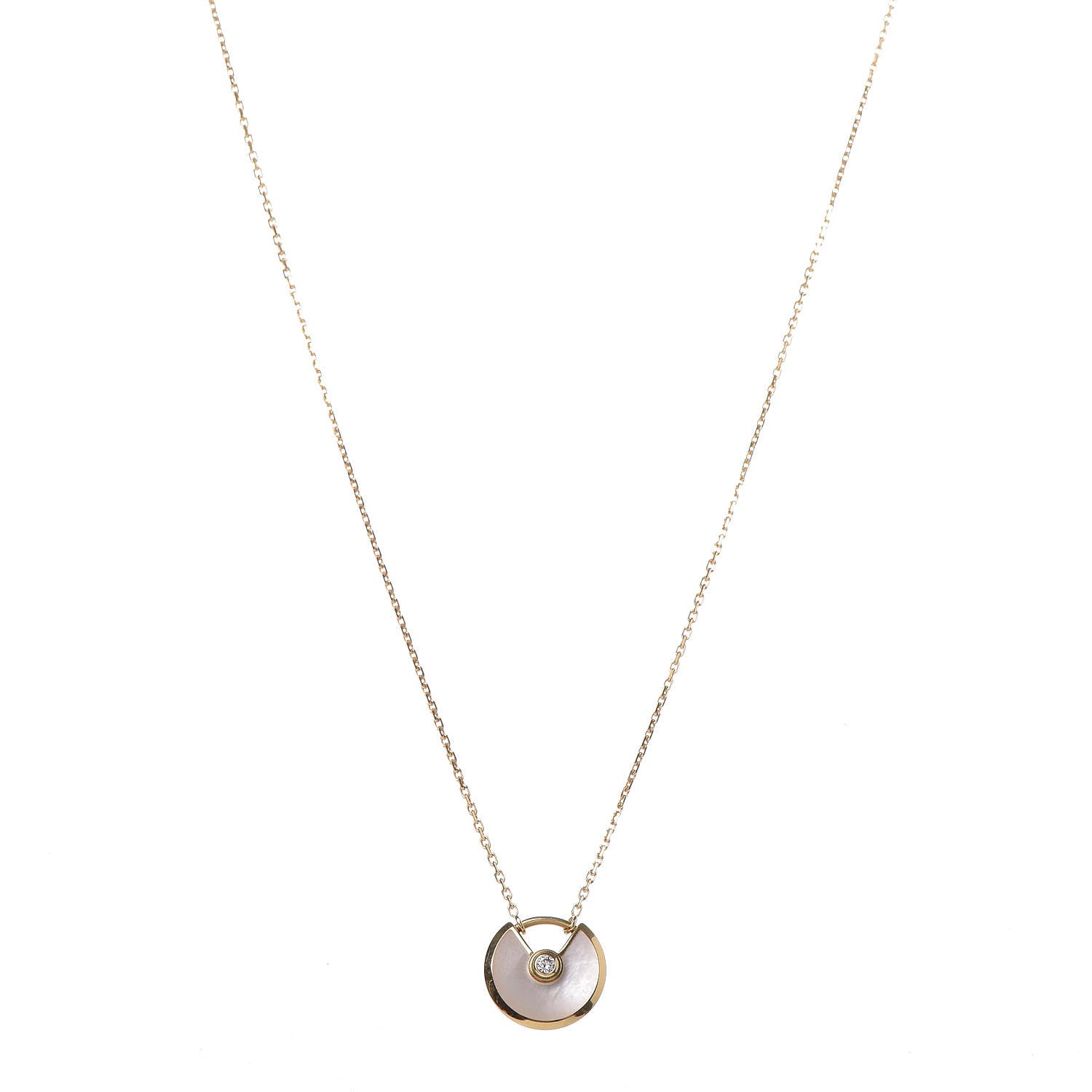 Cartier 18K Yellow Gold Diamond Mother of Pearl XS Amulette de Cartier Pendant Necklace 1 of 7