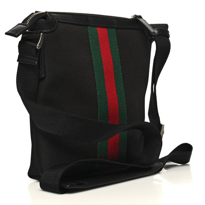 Gucci Techno Canvas Selleria Calfskin Web Small Flat Messenger Bag Black 3 of 10