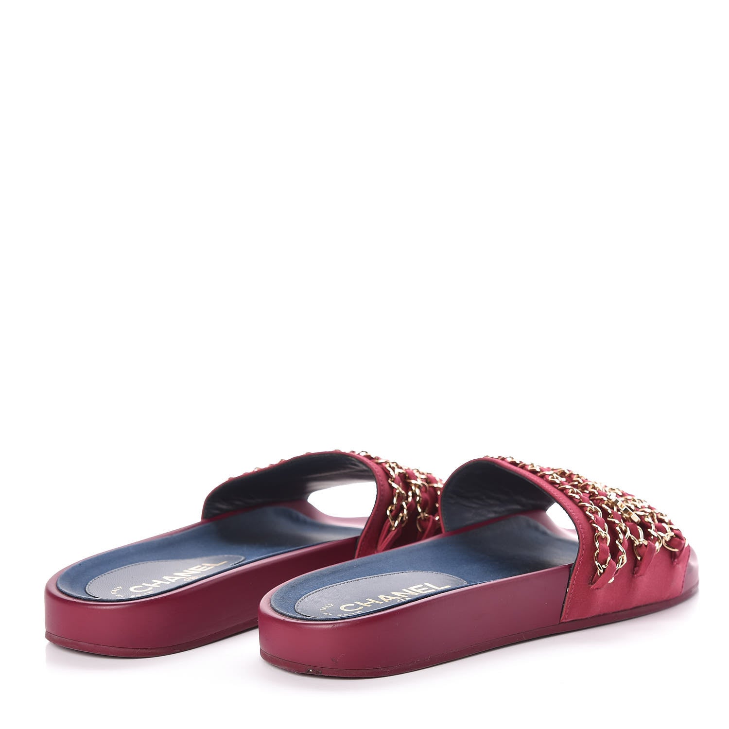 Chanel Satin Chain Flat Sandals 37 Dark Fuchsia 4 of 8