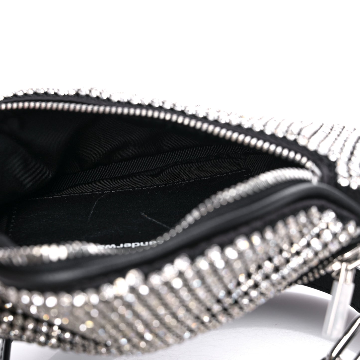 Rhinestone Mesh Mini Attica Belt Bag Black