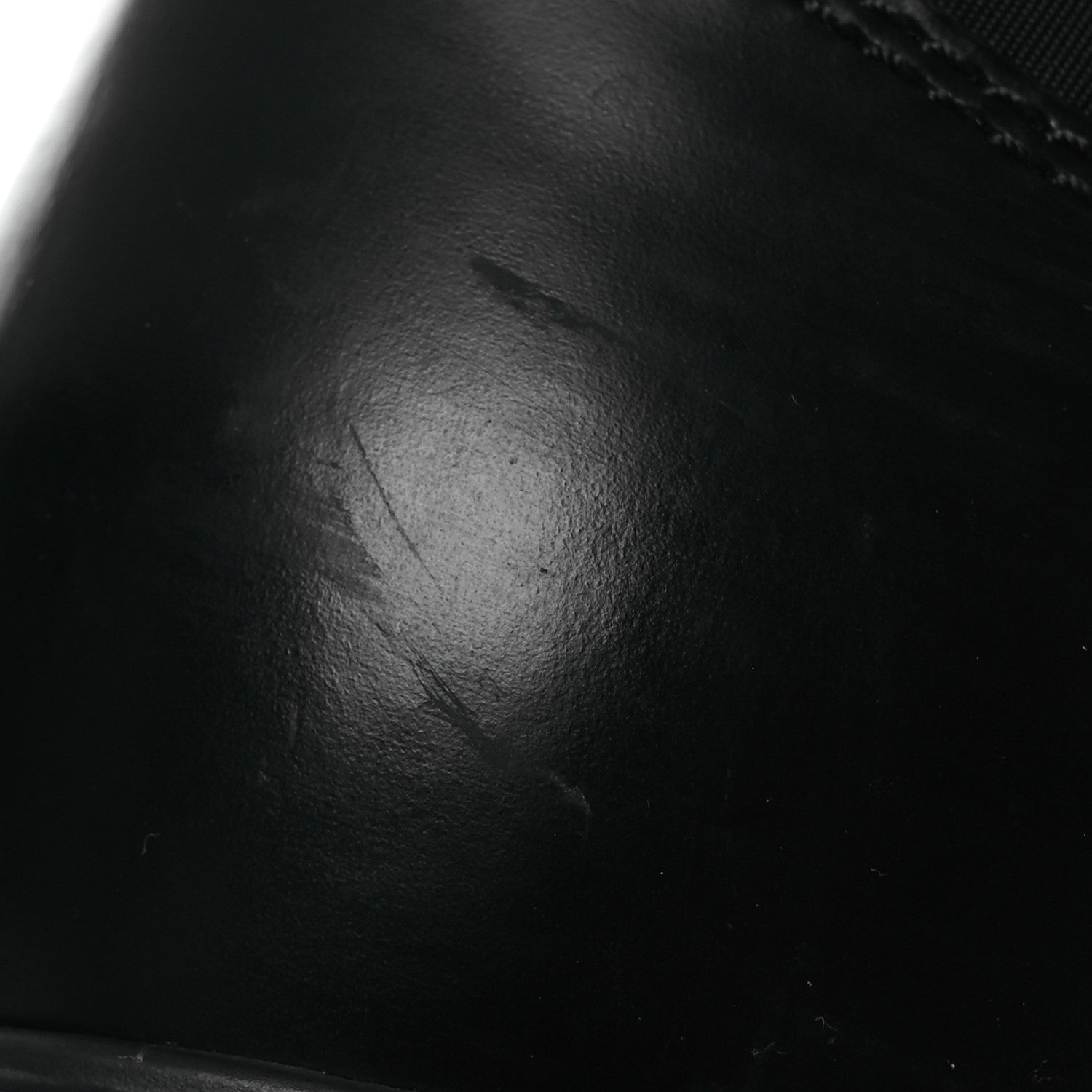 Prada Spazzolato Rois Nylon Metal Triangle Logo Monolith Pouch Pocket 55mm Boots 39.5 Black 12 of 15