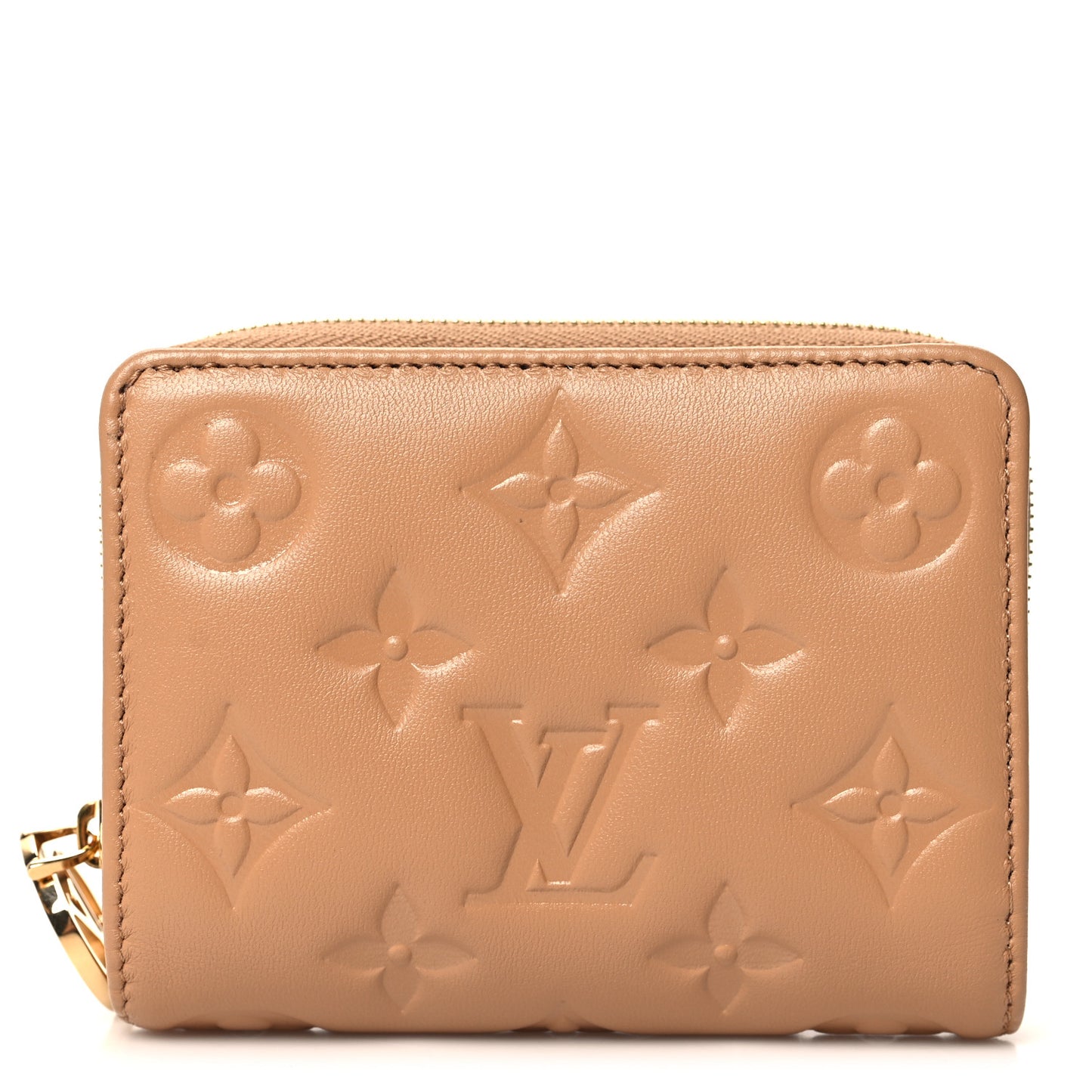 Lambskin Embossed Monogram Lou Coussin Wallet Camel