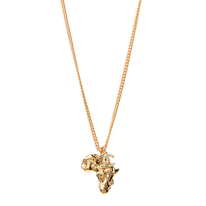 Chanel Crystal Pearl CC Africa Pendant Necklace Gold White 3 of 5