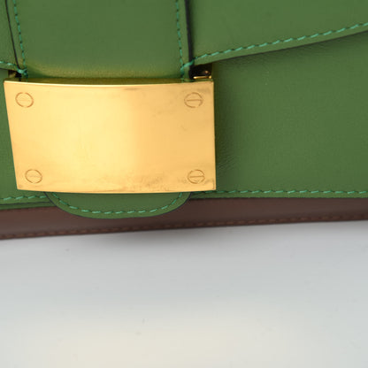 Valentino Garavani Calfskin Rivet Colorblock Double Handle Shoulder Bag Brown Green 19 of 19
