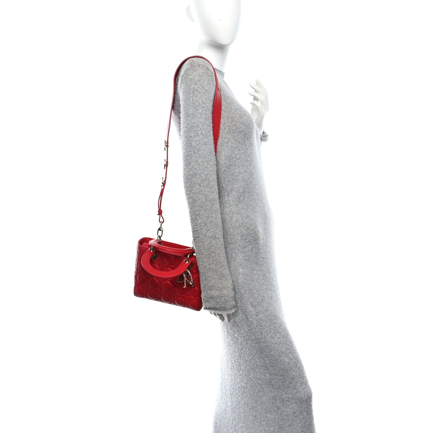 Christian Dior Lambskin Cannage Small Lucky Badges Lady Dior Red 2 of 10