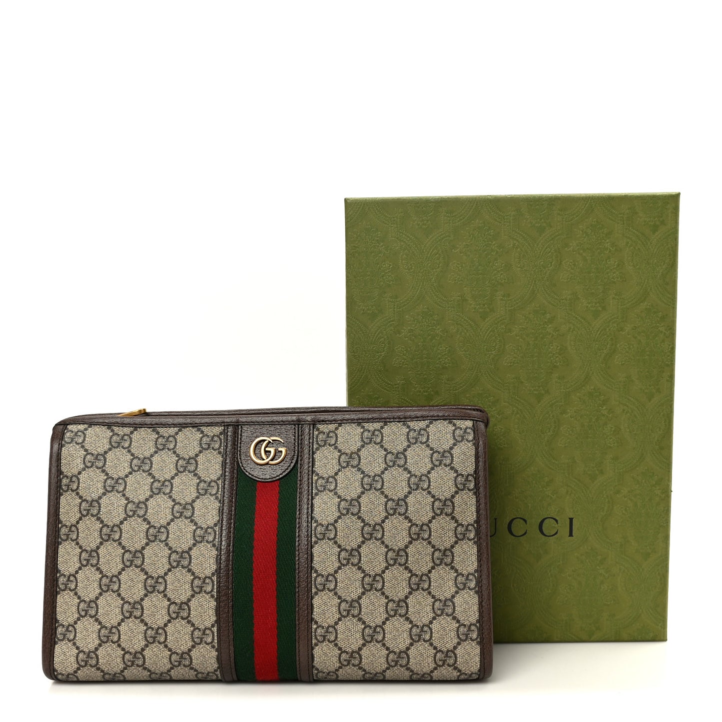 GG Supreme Monogram Web Ophidia GG Toiletry Case Beige New Acero