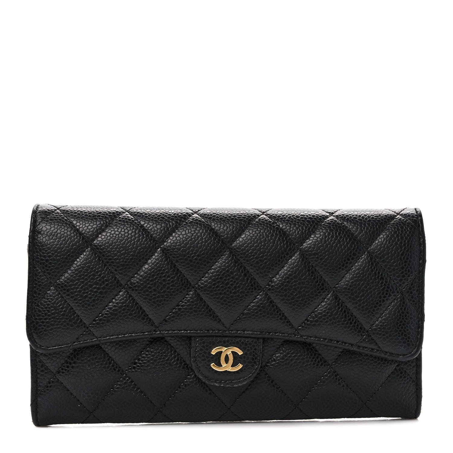 Chanel Caviar Quilted Large Gusset Flap Wallet Black 1 of 9