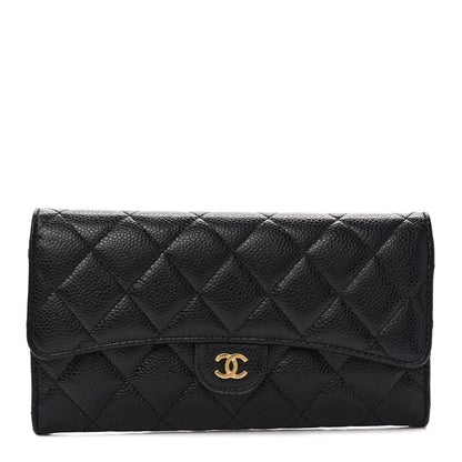Chanel Caviar Quilted Large Gusset Flap Wallet Black 1 of 9
