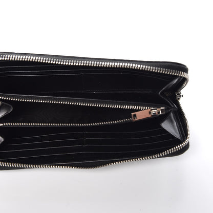 Saint Laurent Calfskin Crocodile Embossed Monogram Zip Around Wallet Black 5 of 8