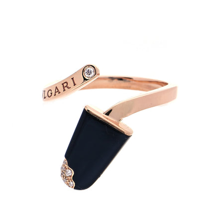 Bulgari 18K Rose Gold Black Onyx Diamond Gelati Ring 56 7 1 of 7