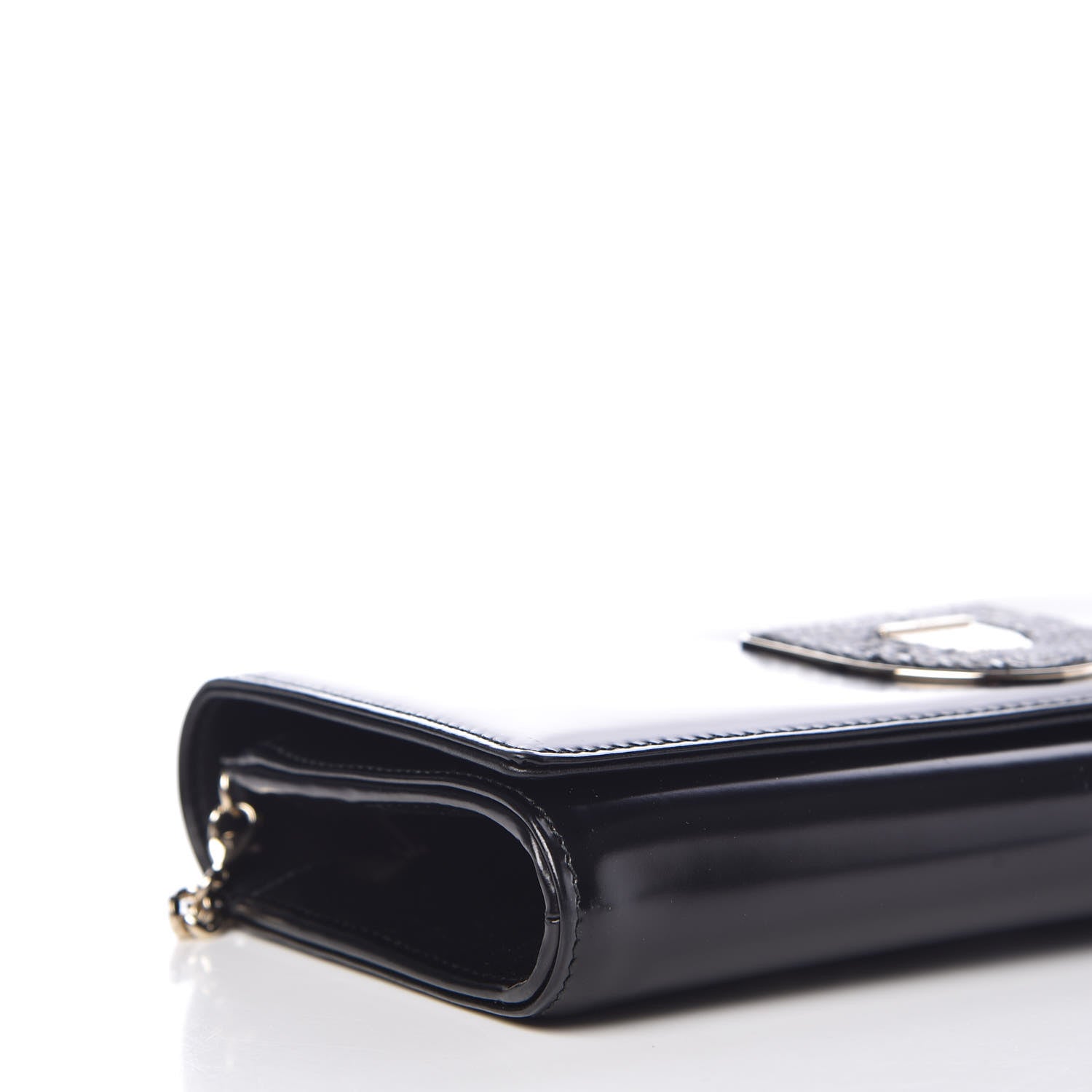 Christian Dior Smooth Calfskin Sequin Large Diorama Club Croisiere Chain Wallet Black 8 of 12