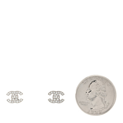 Chanel Crystal Mini Timeless CC Earrings Silver 2 of 4