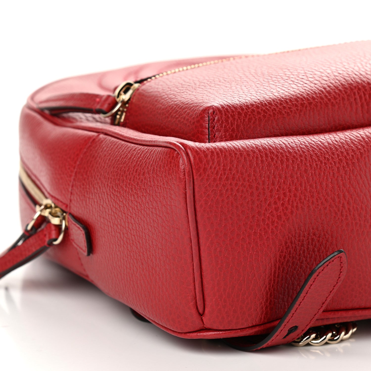 Gucci Pebbled Calfskin Soho Chain Backpack Hibiscus Red 8 of 9