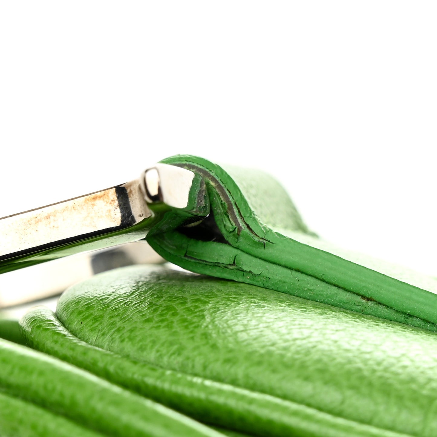 Shiny Goatskin Saddle Bag Green