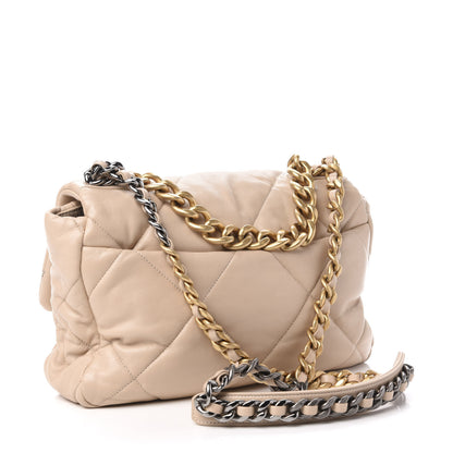 Chanel Lambskin Quilted Large 19 Flap Beige 3 of 18