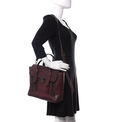 3.1 Phillip Lim 3.1 Textured Calfskin Medium Pashli Satchel Black Red 2 of 9