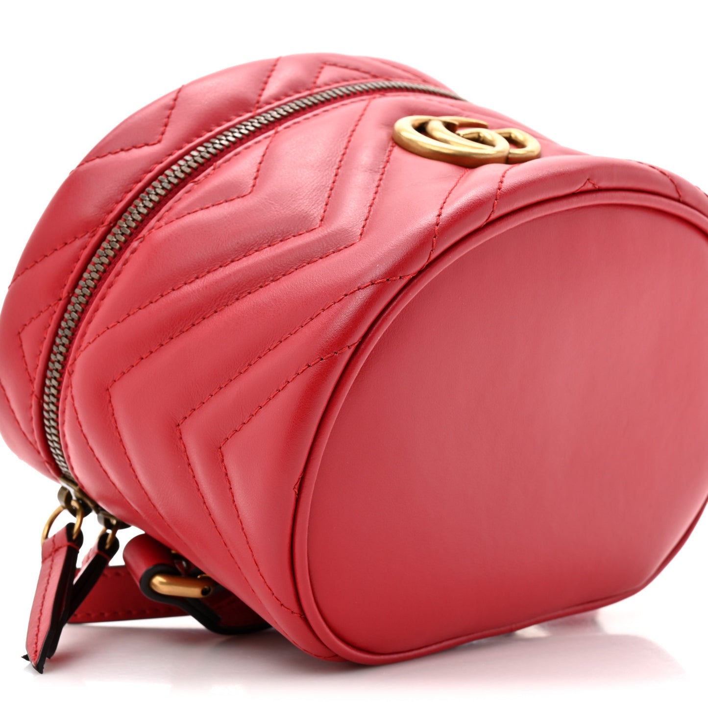 Calfskin Matelasse Mini GG Marmont Round Backpack Hibiscus Red
